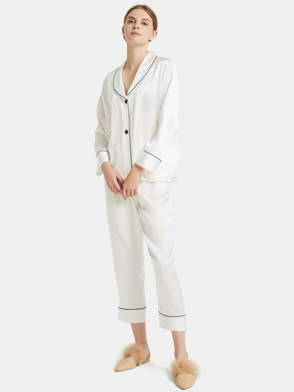 Modern Collar Coord Set (White).