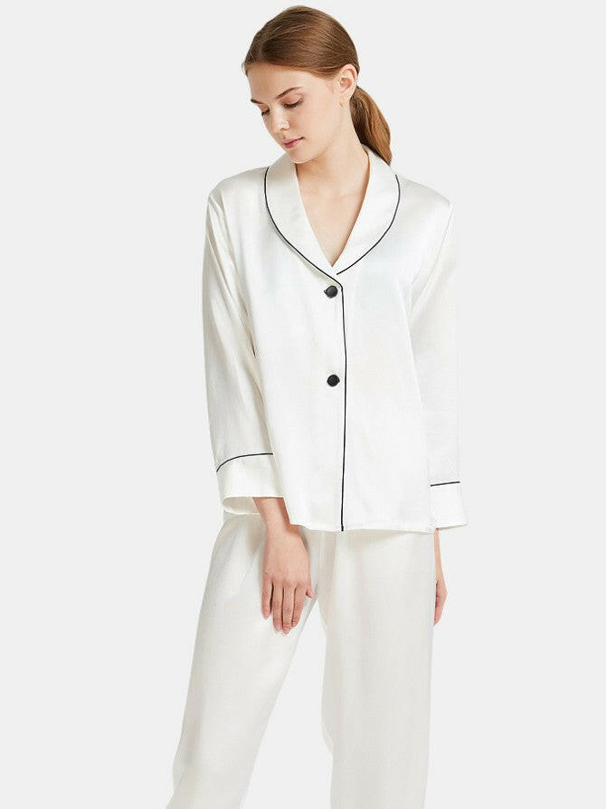 Modern Collar Coord Set (White).
