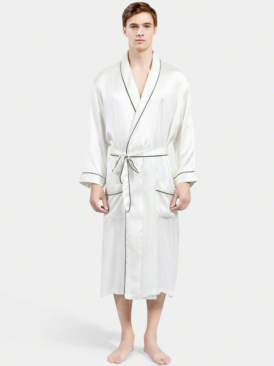 Classic Robe with Piping - Bella Babe by SK Nightsuit Nightdress Robes Silk Satin Nighty Gown Nightwear
