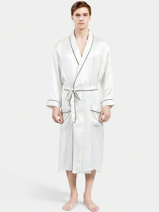 Classic Robe with Piping - Bella Babe by SK Nightsuit Nightdress Robes Silk Satin Nighty Gown Nightwear