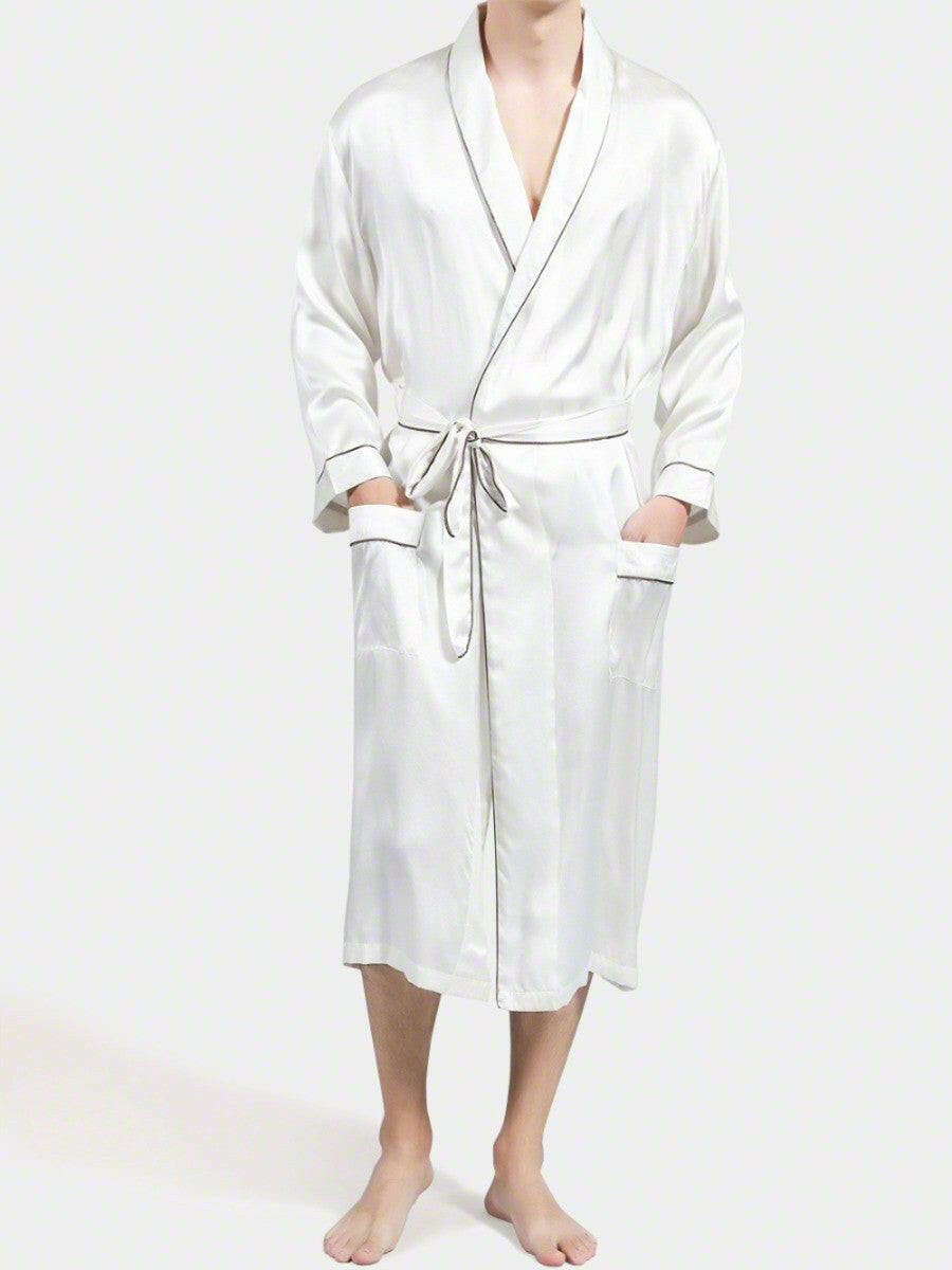 Classic Robe with Piping - Bella Babe by SK Nightsuit Nightdress Robes Silk Satin Nighty Gown Nightwear