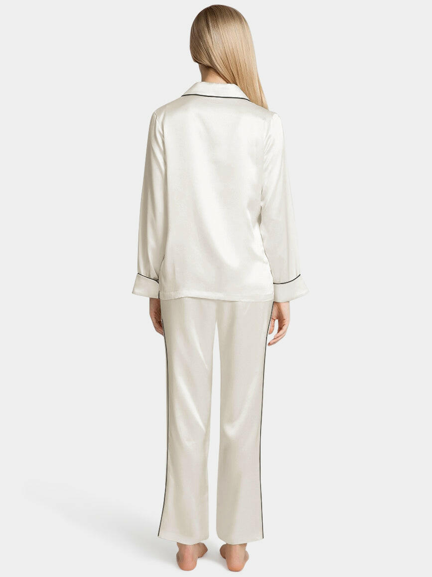 Silk Satin Pyjama set with Piping - Bella Babe by SK Nightsuit Nightdress Robes Silk Satin Nighty Gown Nightwear