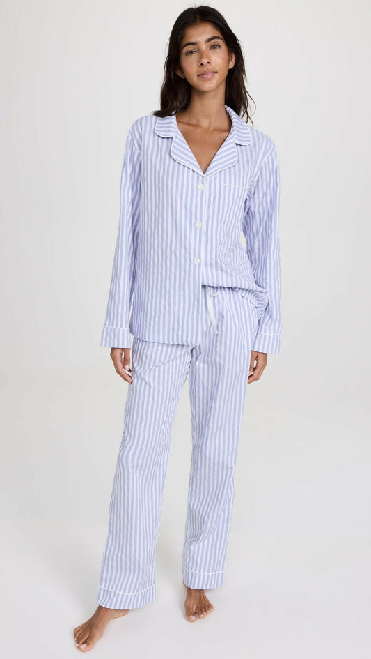 Loungewear Set Sky Blue Stripe 100% Cotton.