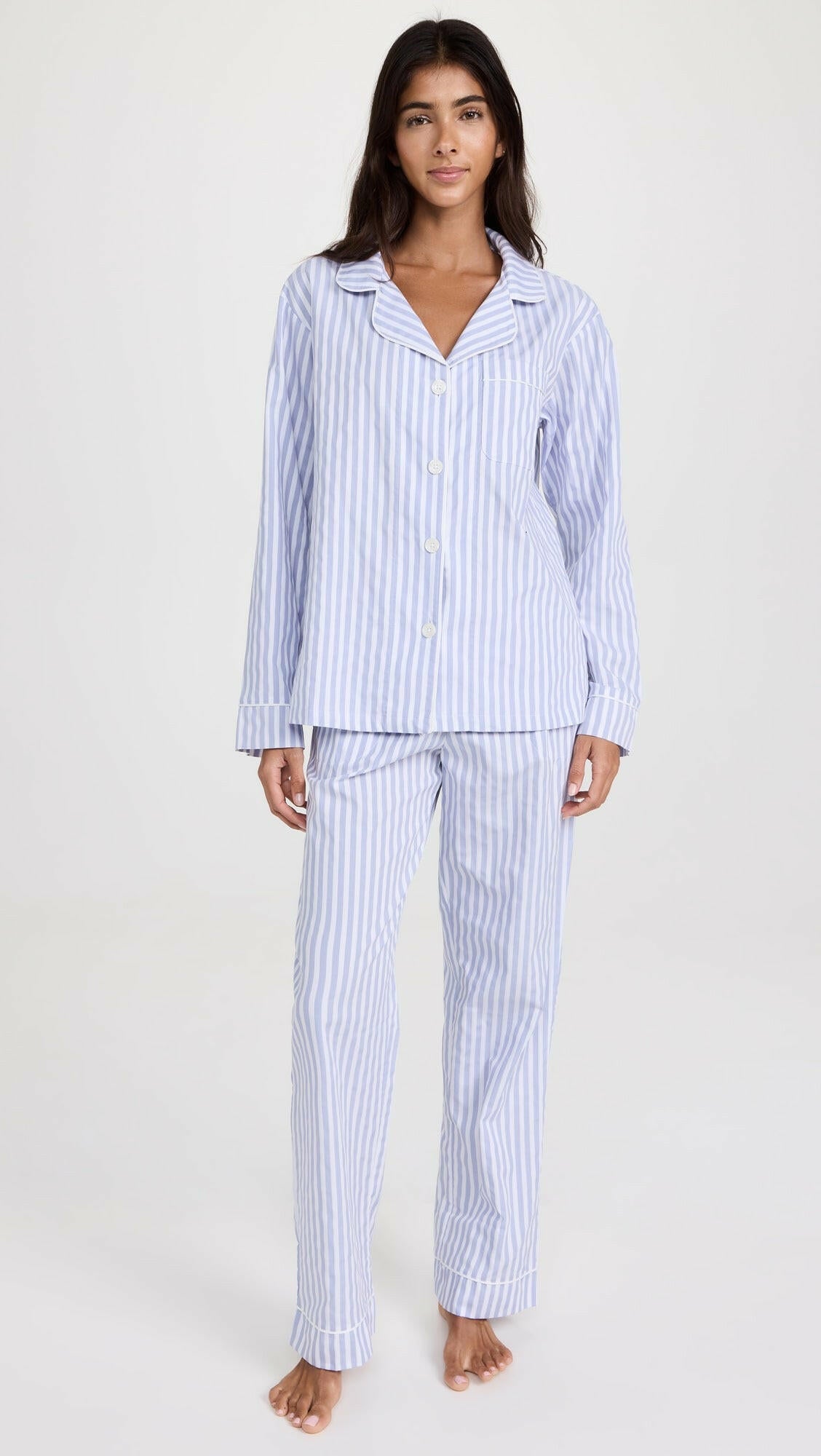 Loungewear Set Sky Blue Stripe 100% Cotton.