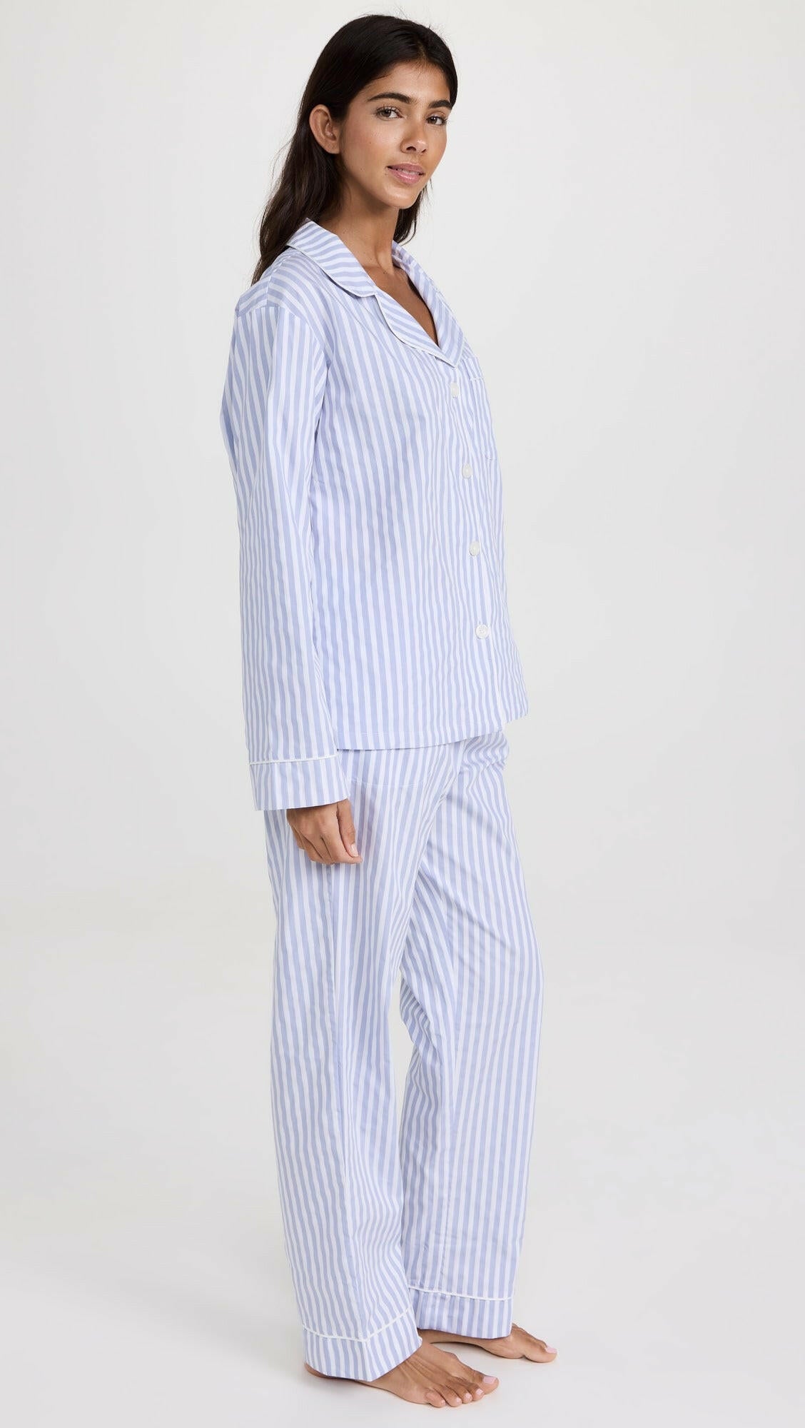 Loungewear Set Sky Blue Stripe 100% Cotton.