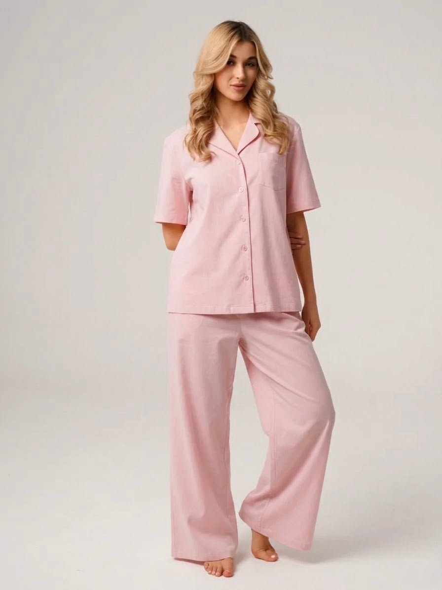 Chic Sleeve Solid Cotton Lounge Set - Bella Babe by SK