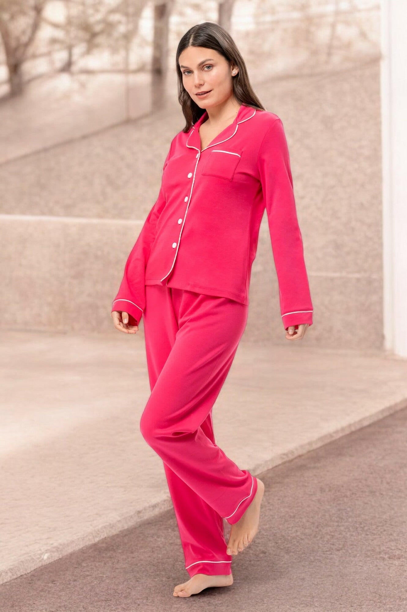 Hot Pink Cotton Nightsuit - Bella Babe by SK