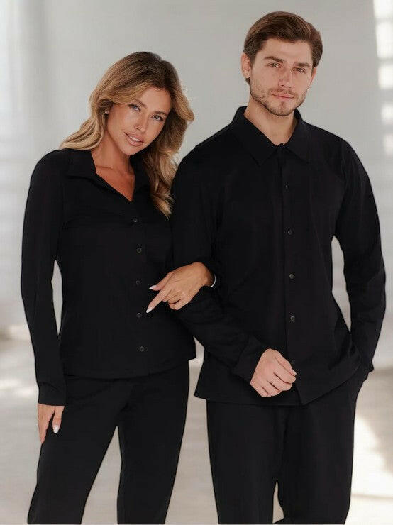 Black Couple Nightsuit in 100% Cotton.