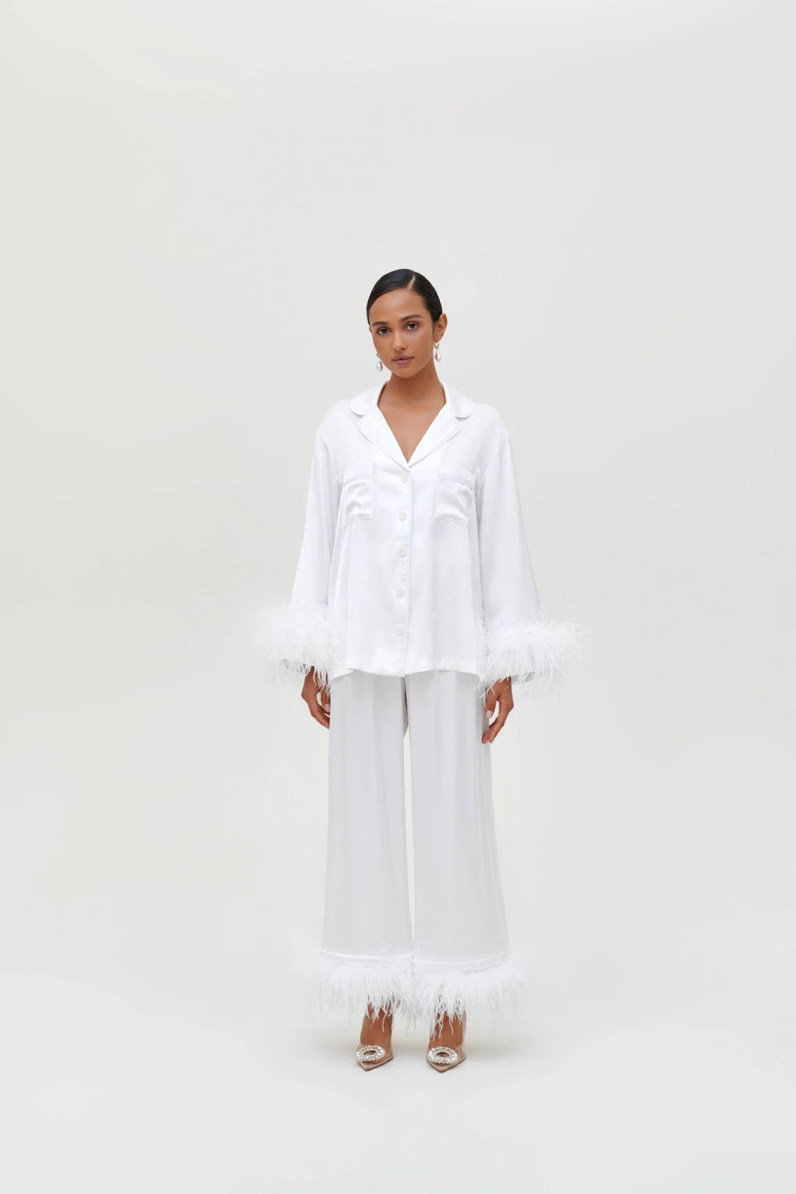 Feather Cropped Pajama Set.