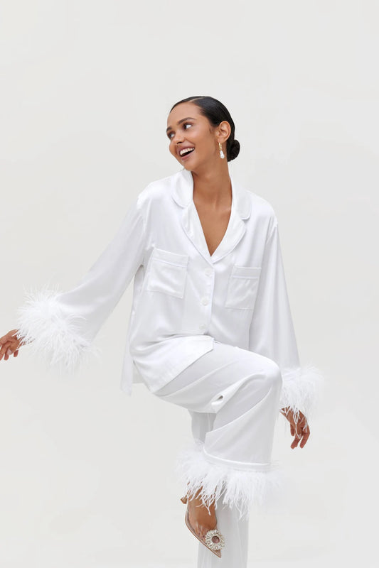 Feather Cropped Pajama Set.
