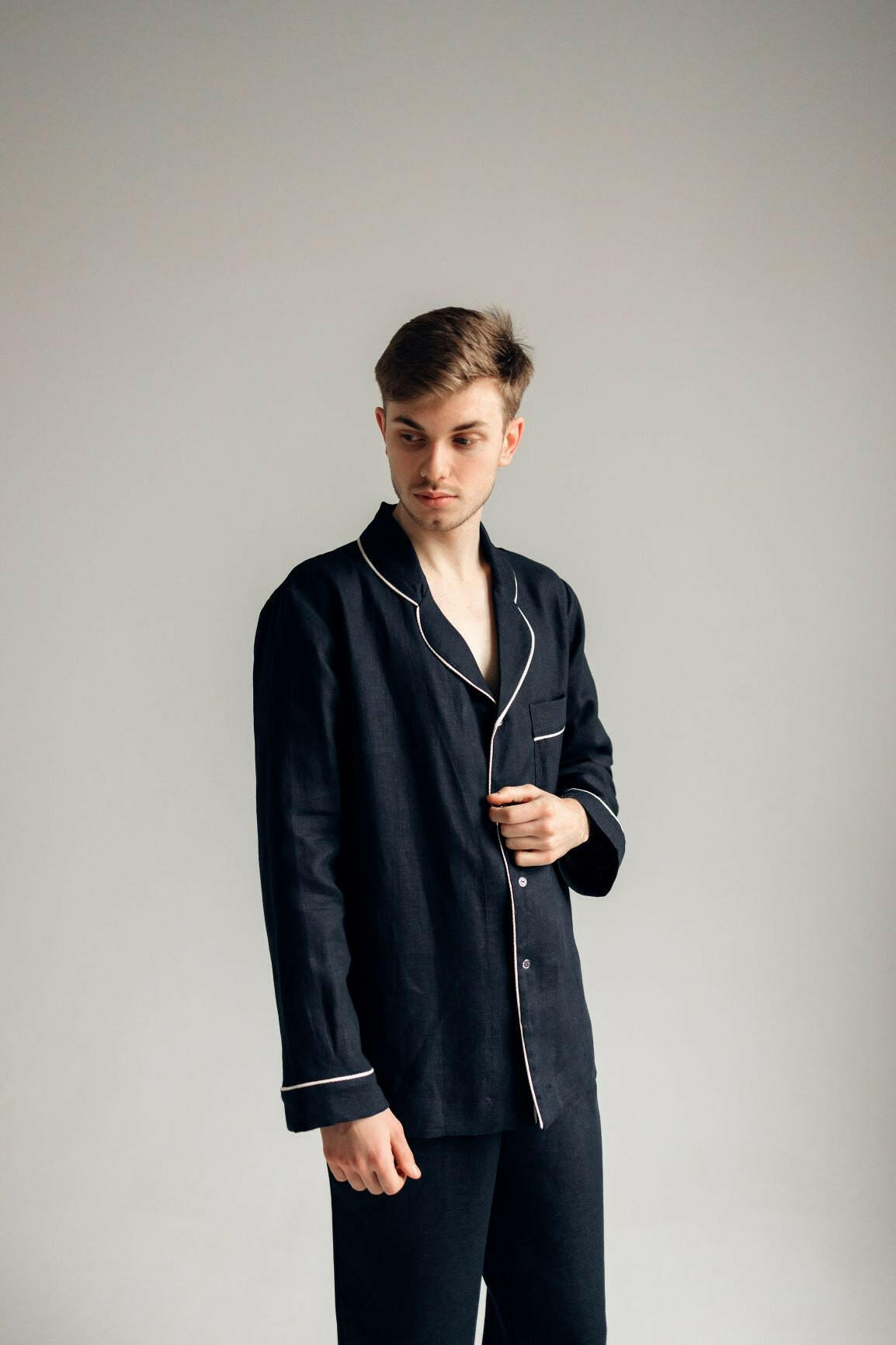 Premium Linen Loungewear in Black.