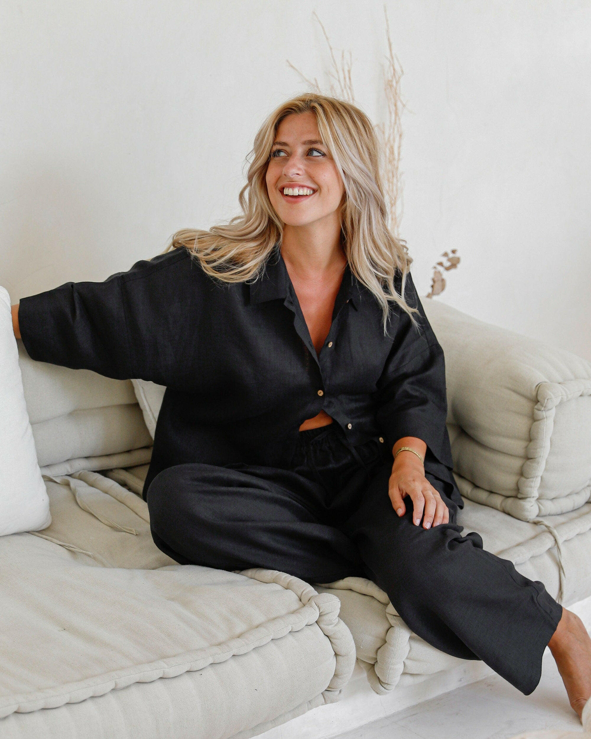 Cotton Loungewear Shirt Collar.