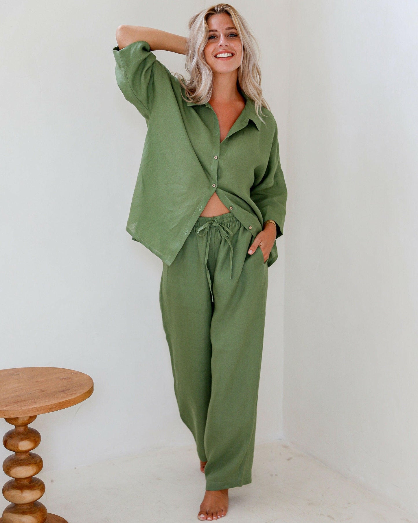 Couple Loungewear in Sage Green.