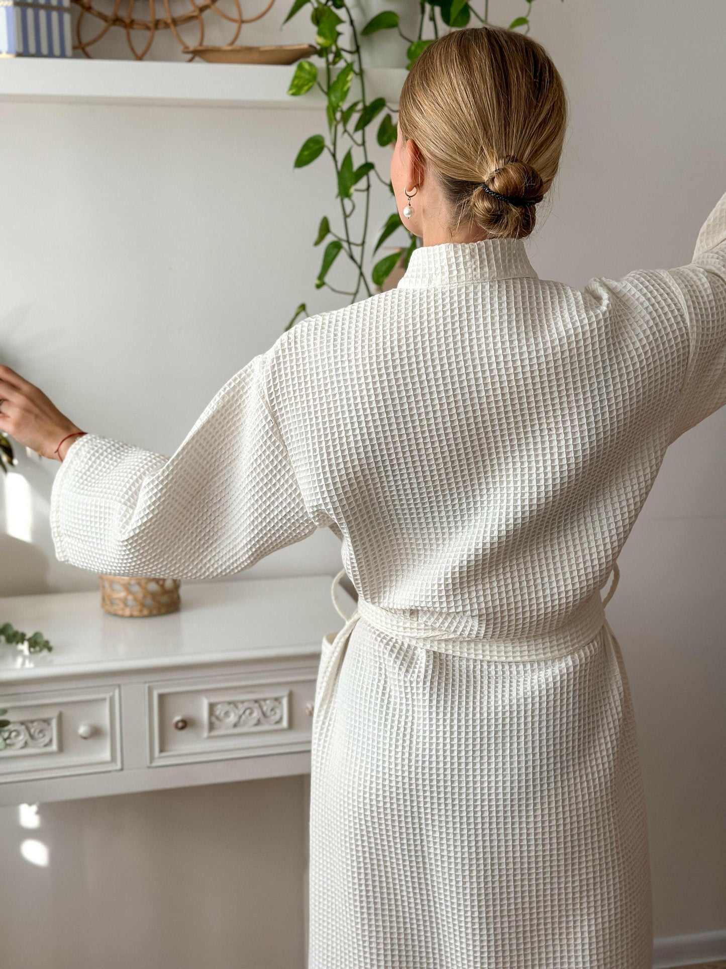 Full Sleeve Cotton Waffle Bathrobe.