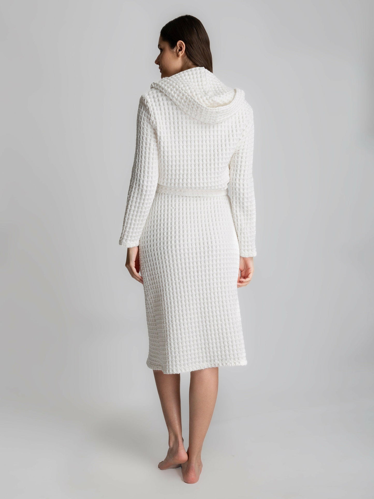 Full Sleeve Cotton Waffle Bathrobe with Hood.