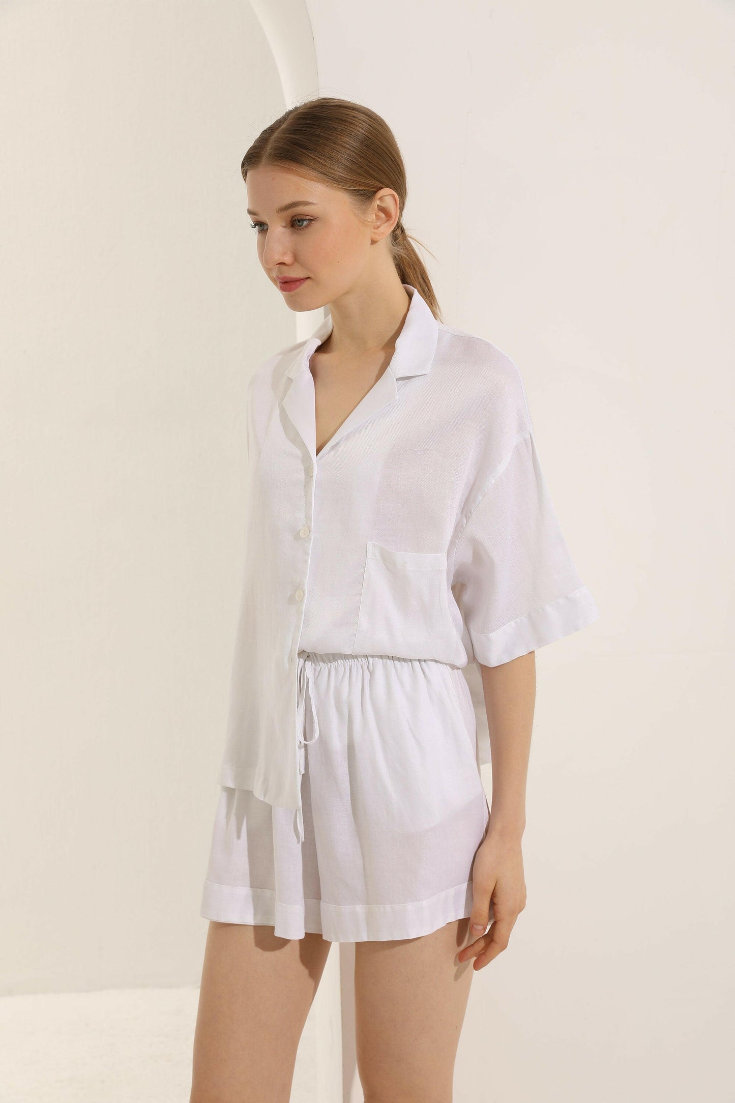 Linen Shorts Set.