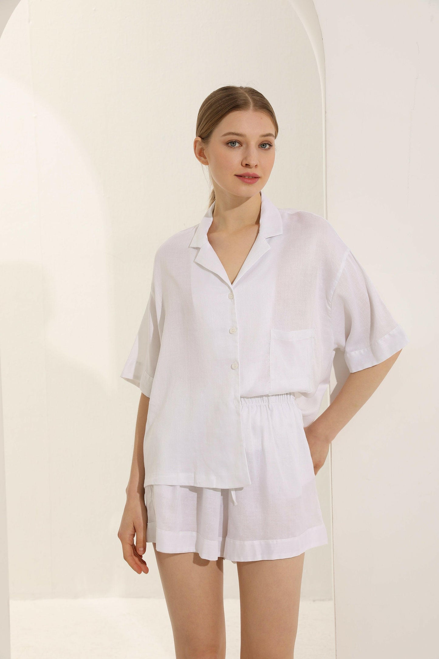 Linen Shorts Set.