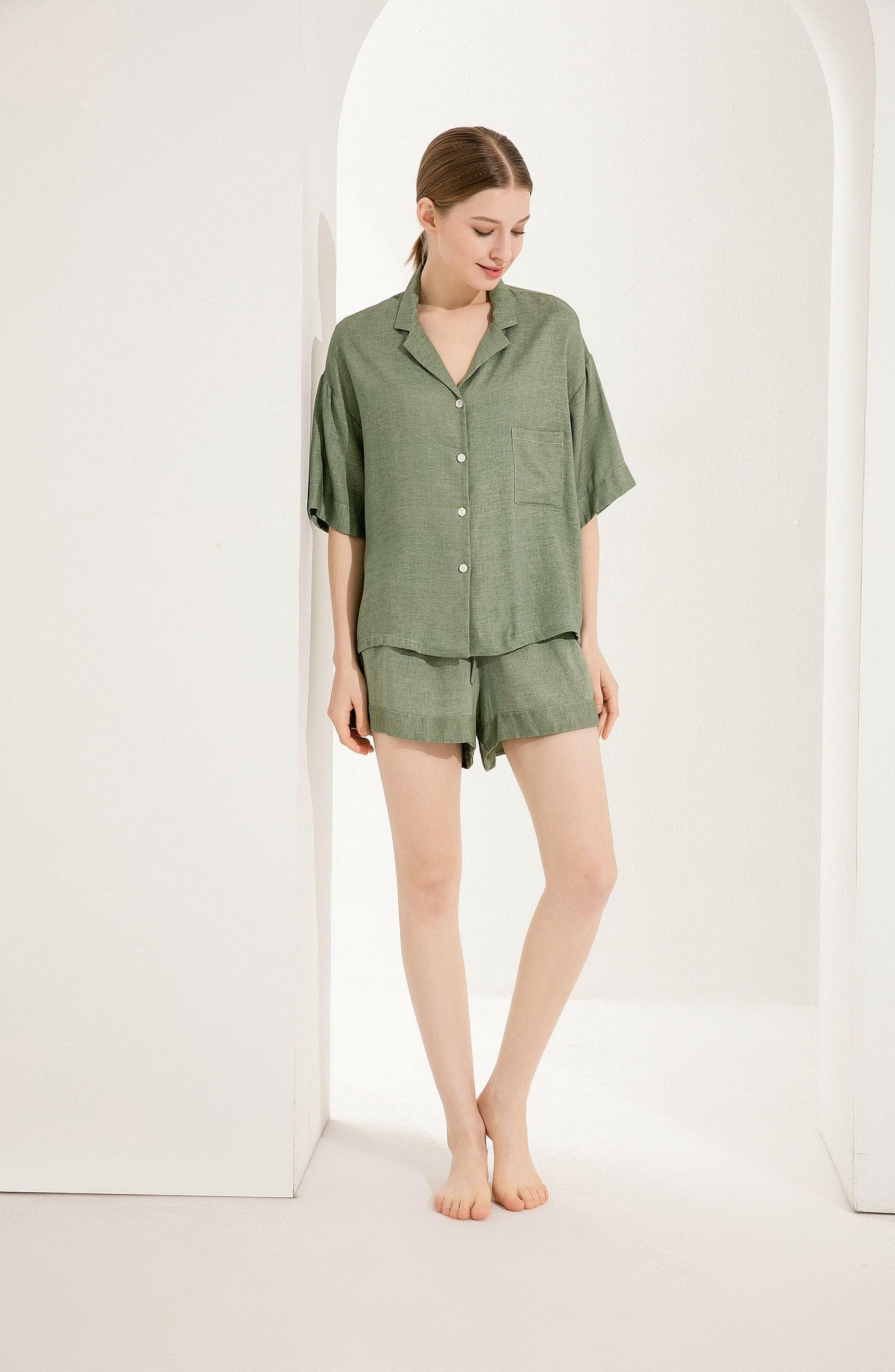Linen Shorts Set.