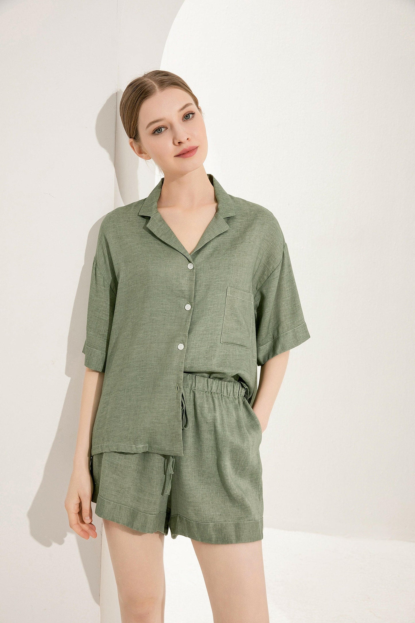Linen Shorts Set.