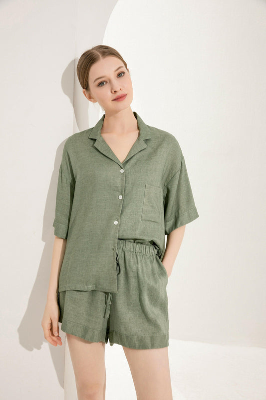Linen Shorts Set.