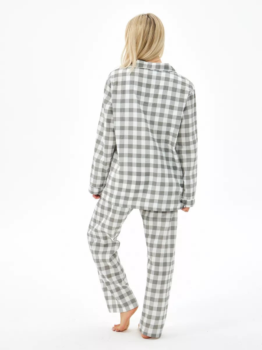 Loungewear Set Grey Checkered 100% Cotton - Bella Babe by SK