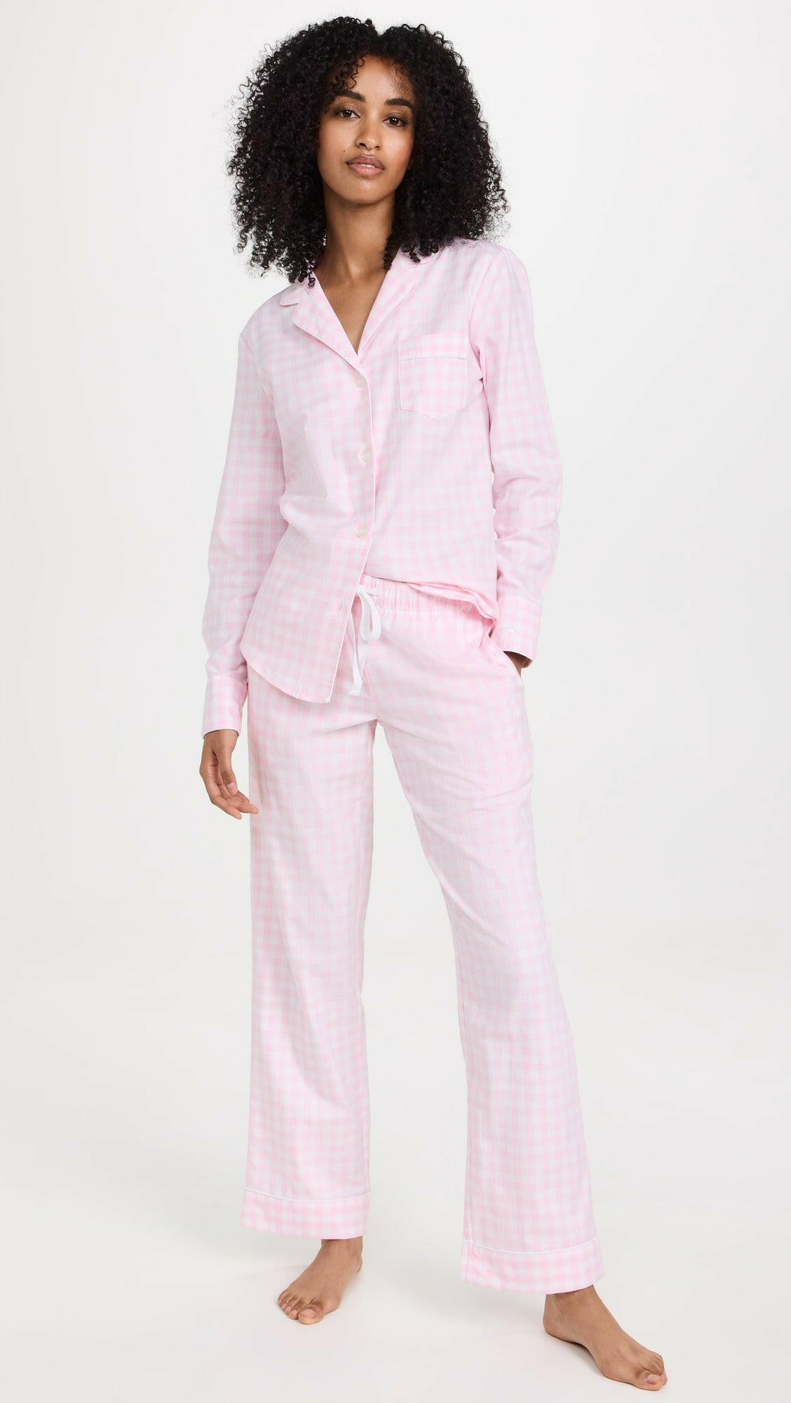 Loungewear Set Pink Checks 100% Cotton.