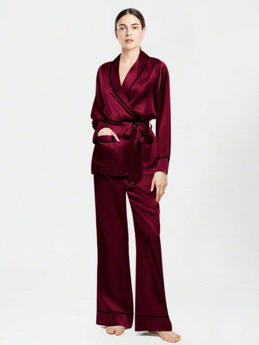 Wrap Set with Palazzo - Bella Babe by SK Nightsuit Nightdress Robes Silk Satin Nighty Gown Nightwear