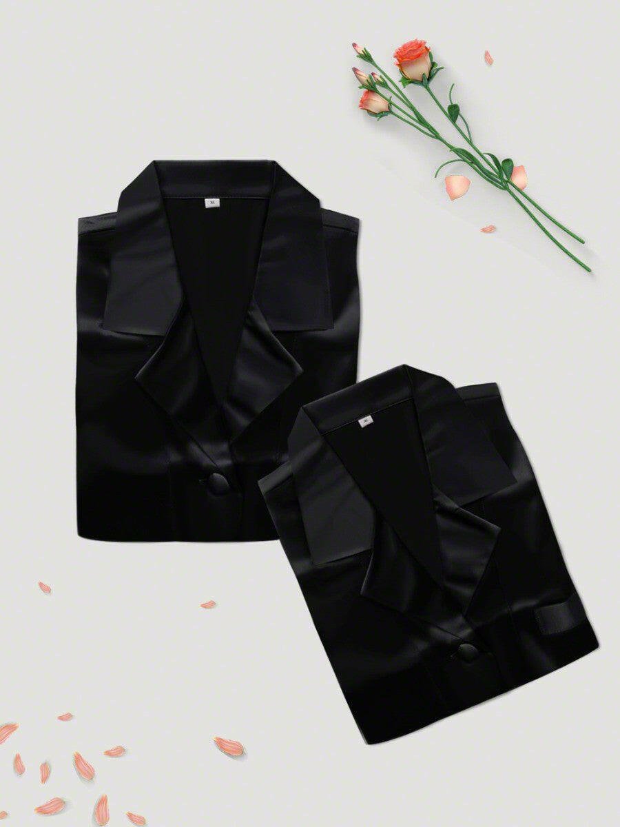 Satin Silk Set (Black) - Bella Babe by SK