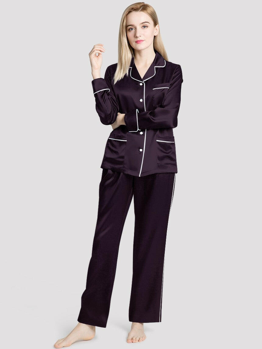 Silk Satin Pyjama set with Piping.
