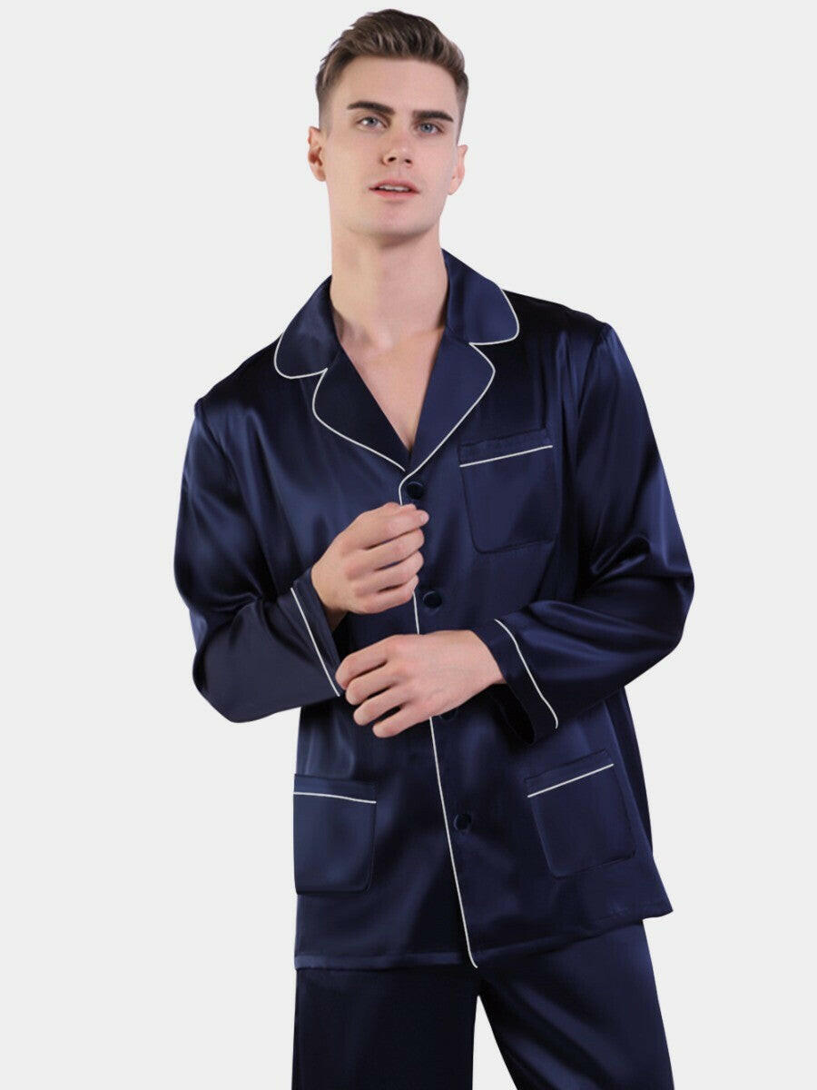 Satin Nightwear with Contrast Piping for Couples.