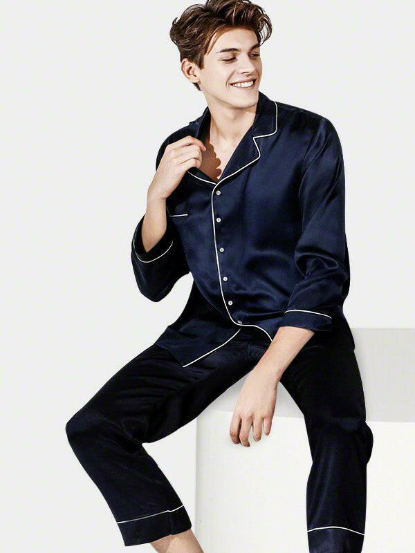 Satin Night Suit with Contrast Piping.