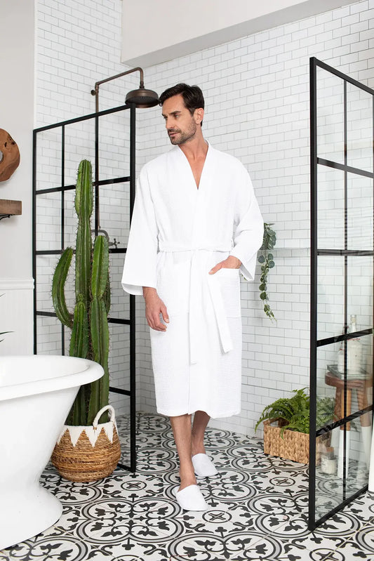 Full Sleeve Cotton Waffle Bathrobe.