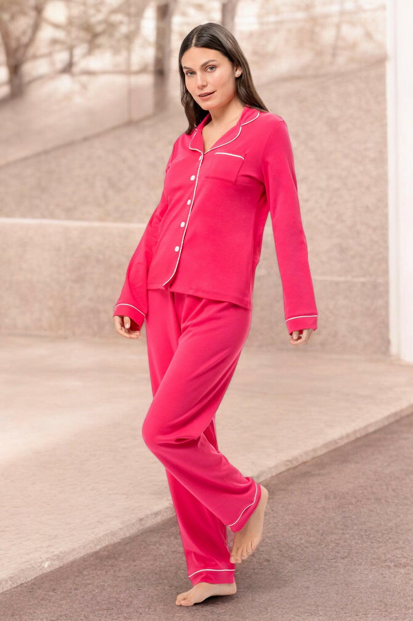 Hot Pink Cotton Nightsuit.