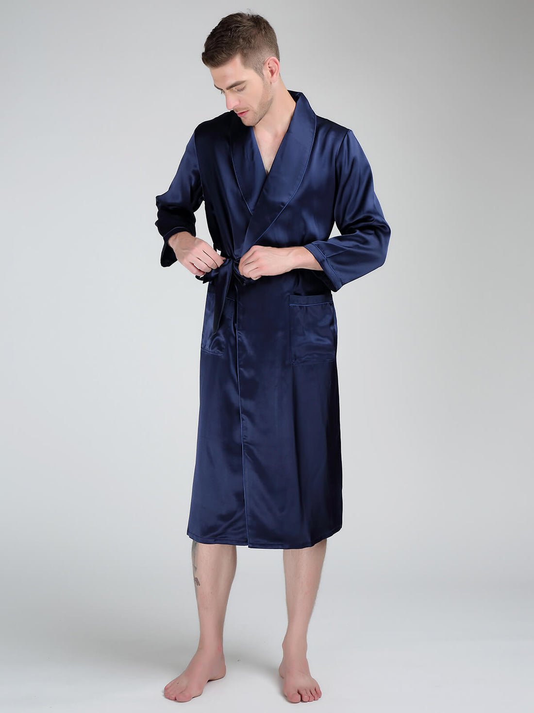 Men Satin Robe, Night Gown, Bathrobe