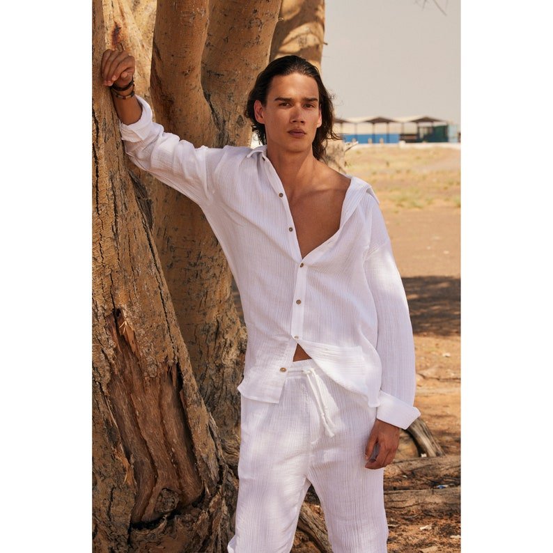 100% Cotton Muslin Shirt & Pants Co-ord Set for Men - Bella Babe by SK