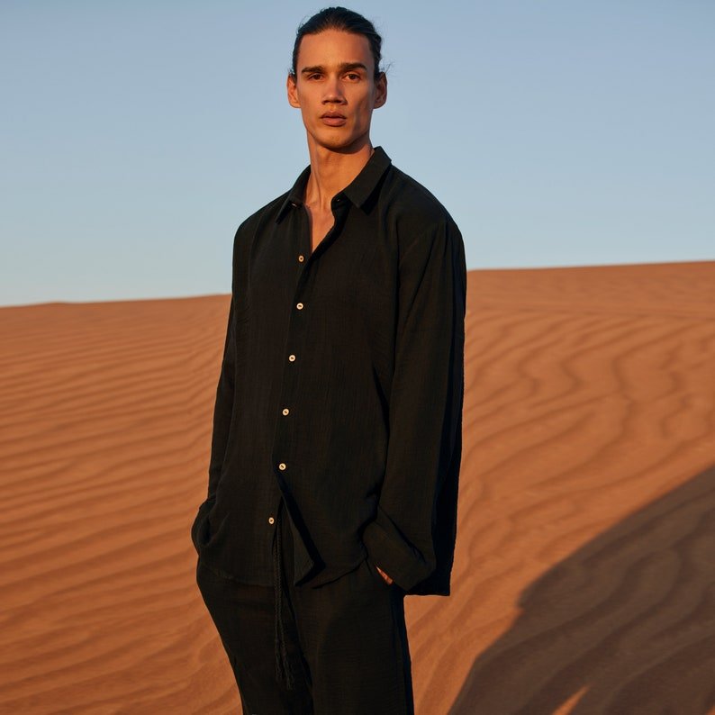100% Cotton Muslin Shirt & Pants Co-ord Set for Men - Bella Babe by SK