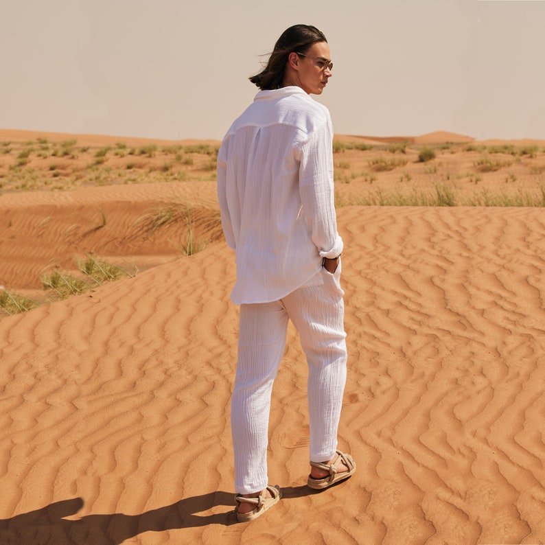100% Cotton Muslin Shirt & Pants Co-ord Set for Men - Bella Babe by SK