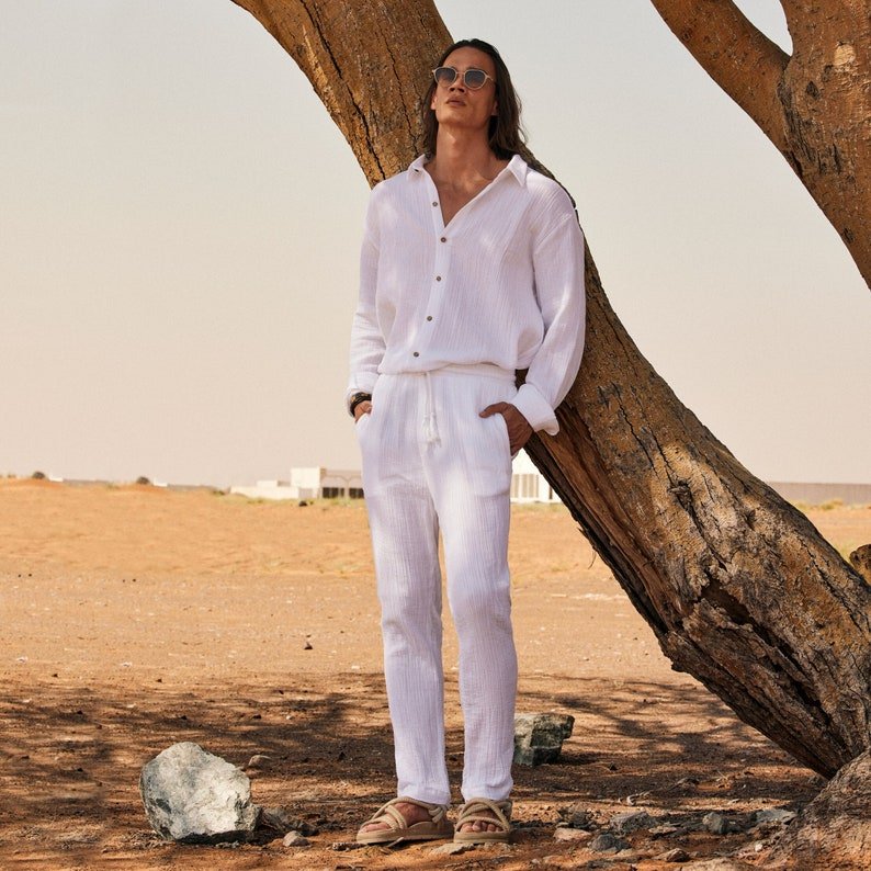 100% Cotton Muslin Shirt & Pants Co-ord Set for Men - Bella Babe by SK