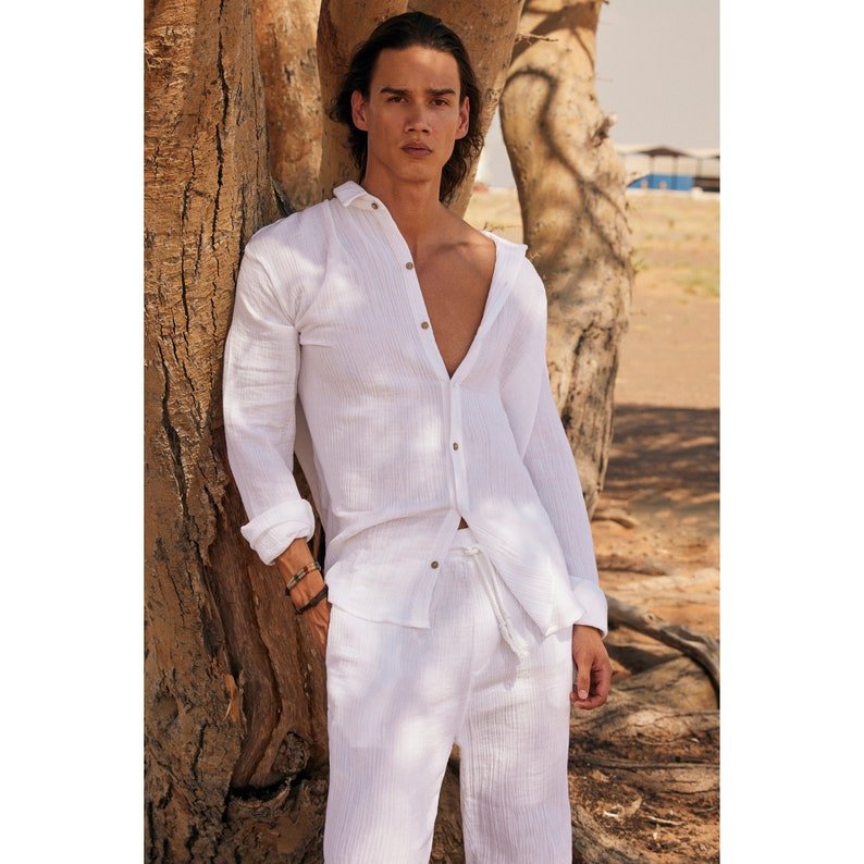 100% Cotton Muslin Shirt & Pants Co-ord Set for Men - Bella Babe by SK