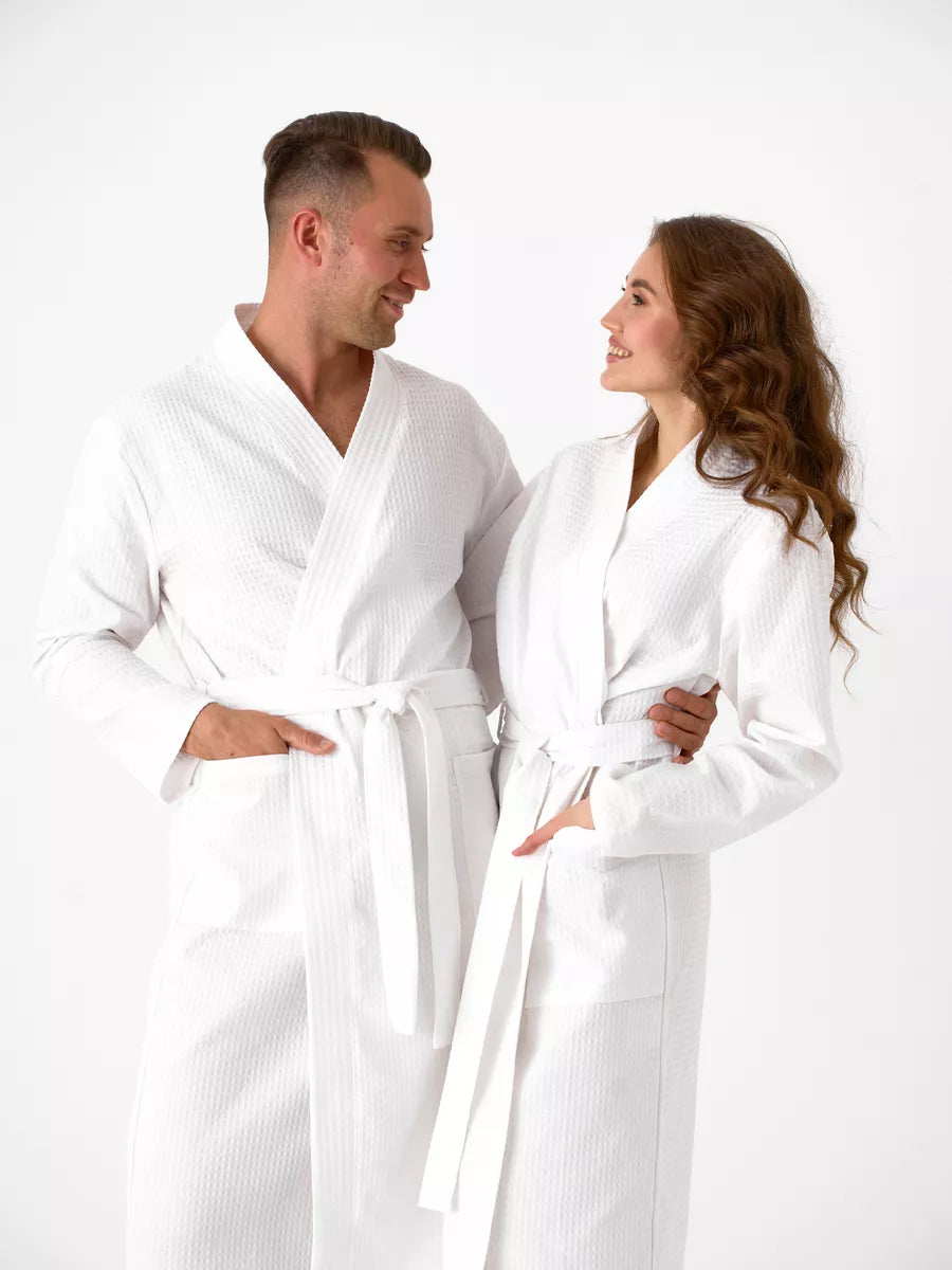 Cotton Waffle Bathrobe for Couples - Bella Babe by SK Nightsuit-Nightdress-Robes-Silk-Satin-Nighty-Gown-Nightwear-Shorts-Pajamas-Nightsuit-for-women-men-bathrobe-Satin-dress-cotton- 