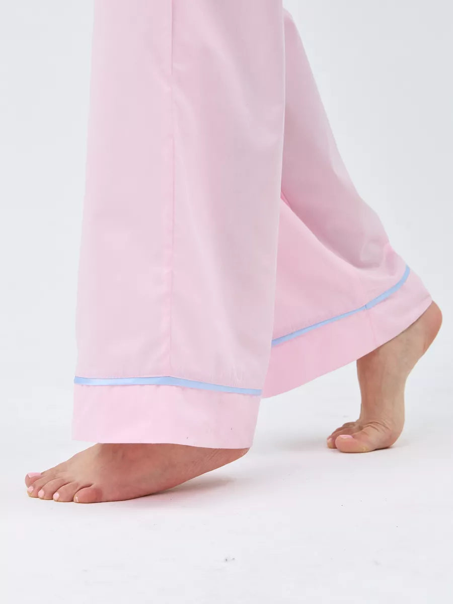 Relaxed Fit Cotton PJs in Pink with Aqua Piping - Bella Babe by SK Nightsuit-Nightdress-Robes-Silk-Satin-Nighty-Gown-Nightwear-Shorts-Pajamas-Nightsuit-for-women-men-bathrobe-Satin-dress-cotton- 