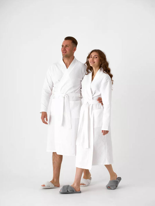 Cotton Waffle Bathrobe for Couples - Bella Babe by SK Nightsuit-Nightdress-Robes-Silk-Satin-Nighty-Gown-Nightwear-Shorts-Pajamas-Nightsuit-for-women-men-bathrobe-Satin-dress-cotton- 