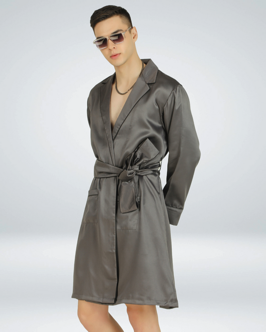 Luxe Satin Robe with Shorts - Bella Babe by SK Nightsuit Nightdress Robes Silk Satin Nighty Gown Nightwear 