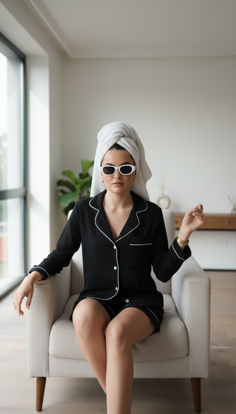Camisón de mujer con cuello de solapa profundo