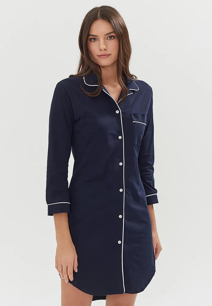 Cotton Nightshirt in Blue