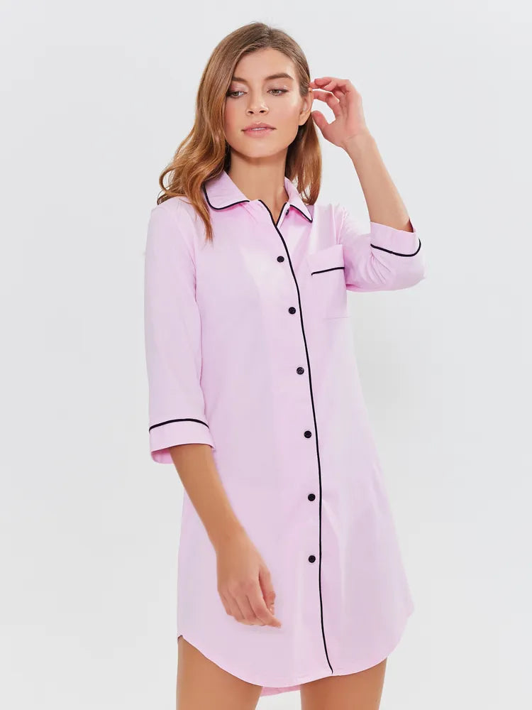 Cotton Nightshirt in Pink