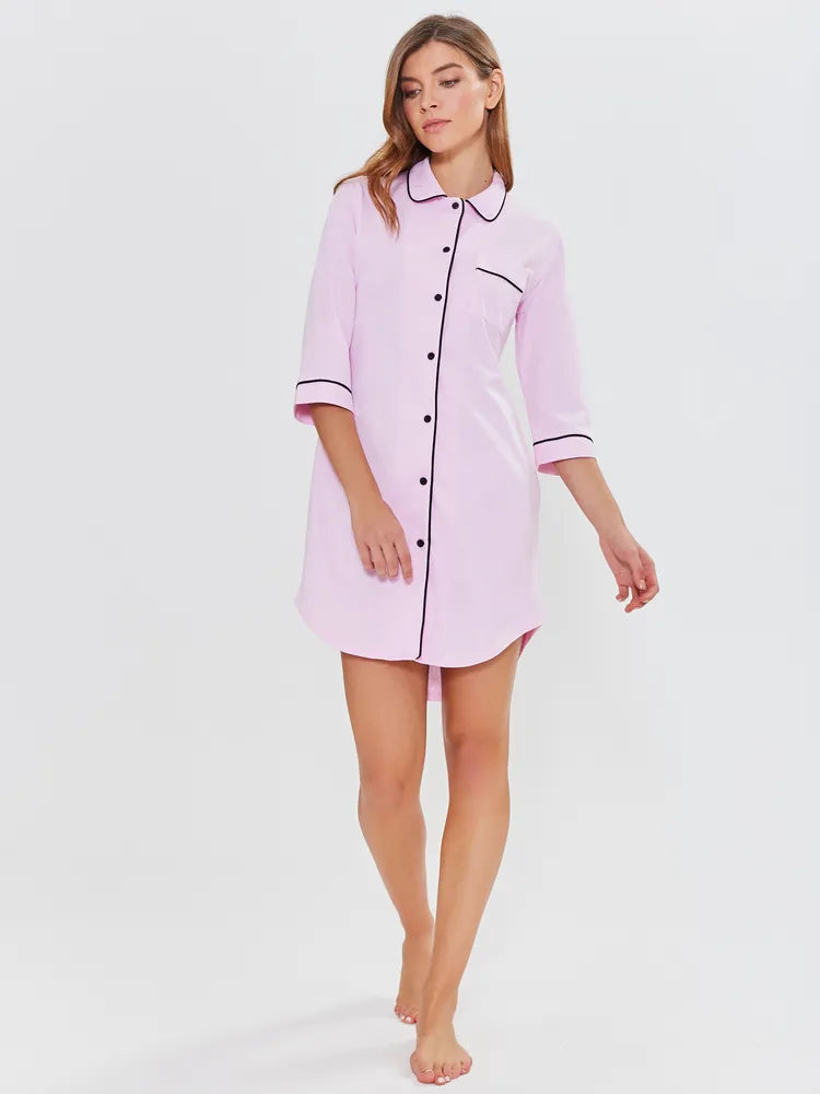 Cotton Nightshirt in Pink