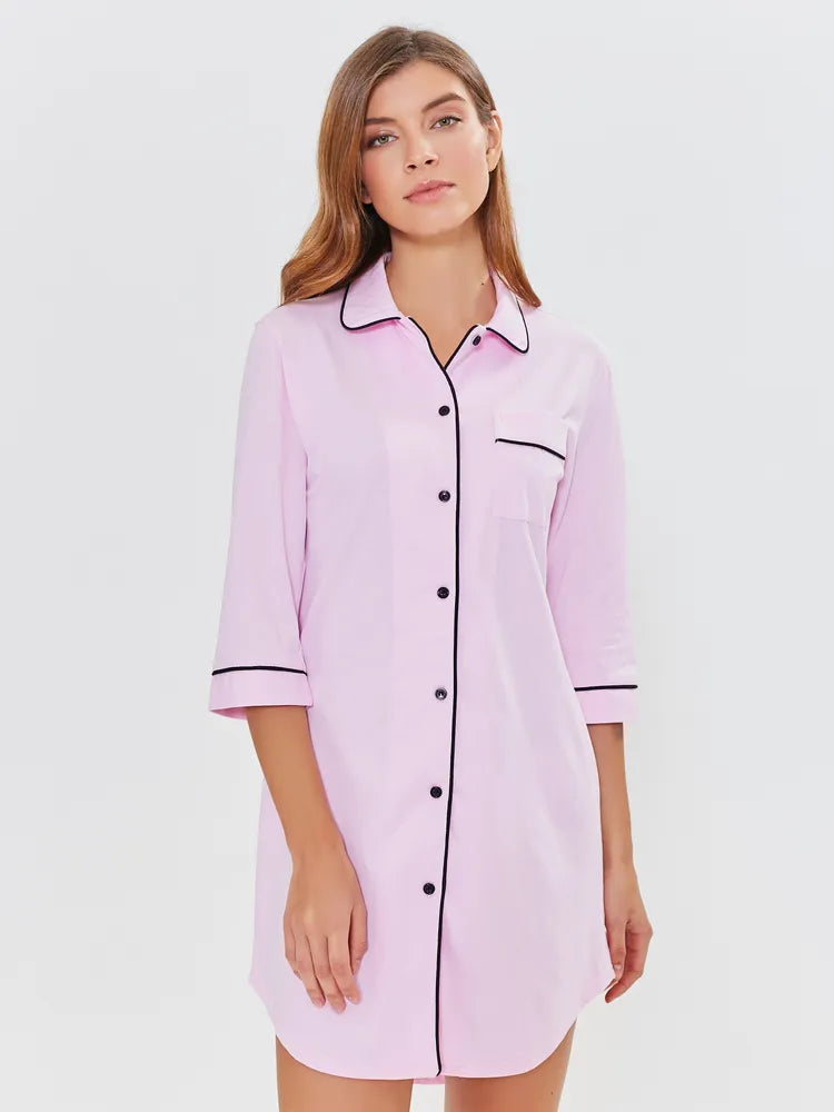 Cotton Nightshirt in Pink