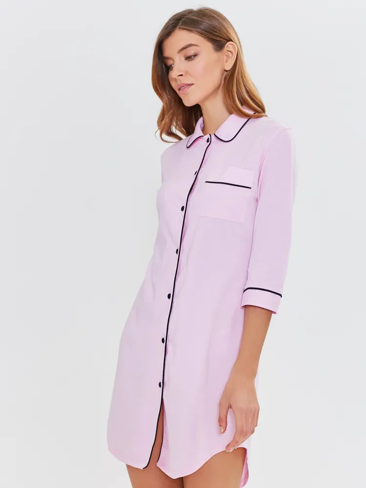 Cotton Nightshirt in Pink