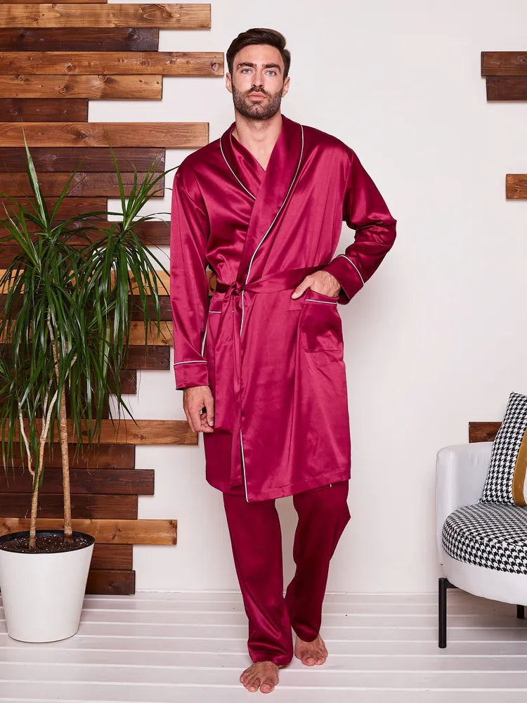 Premium Satin Robe with Pyjamas